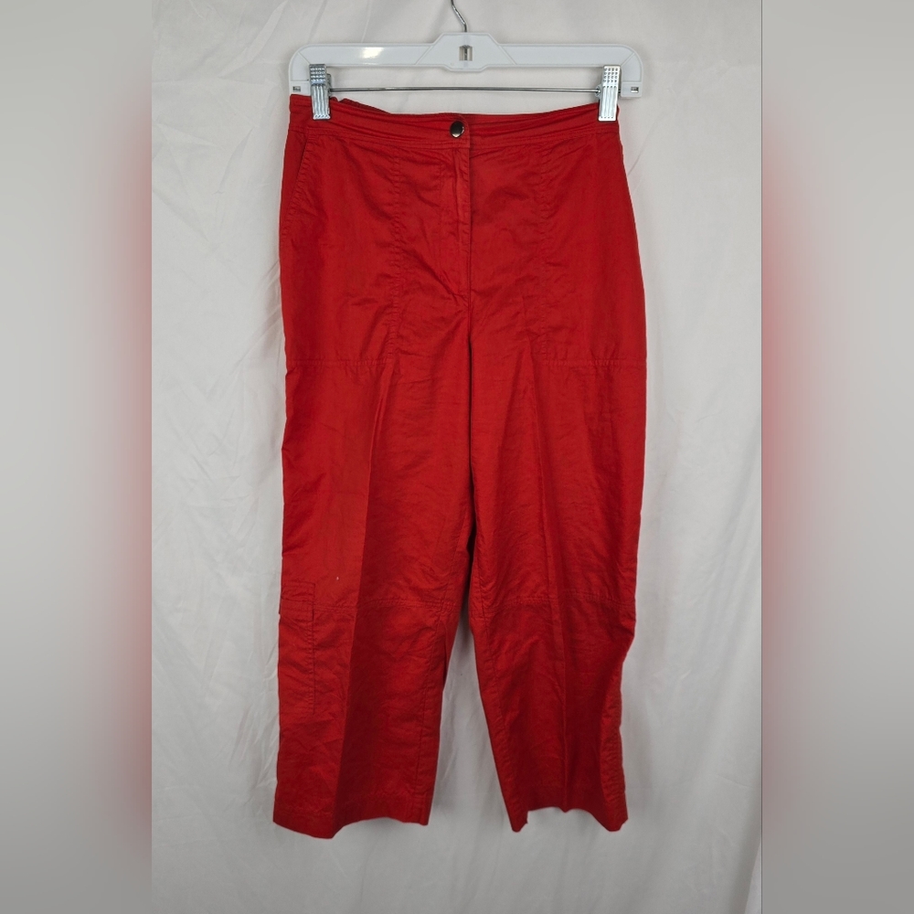 Chico's Cherry Red Minimalist Holiday Cotton Cropped Pants sz 0